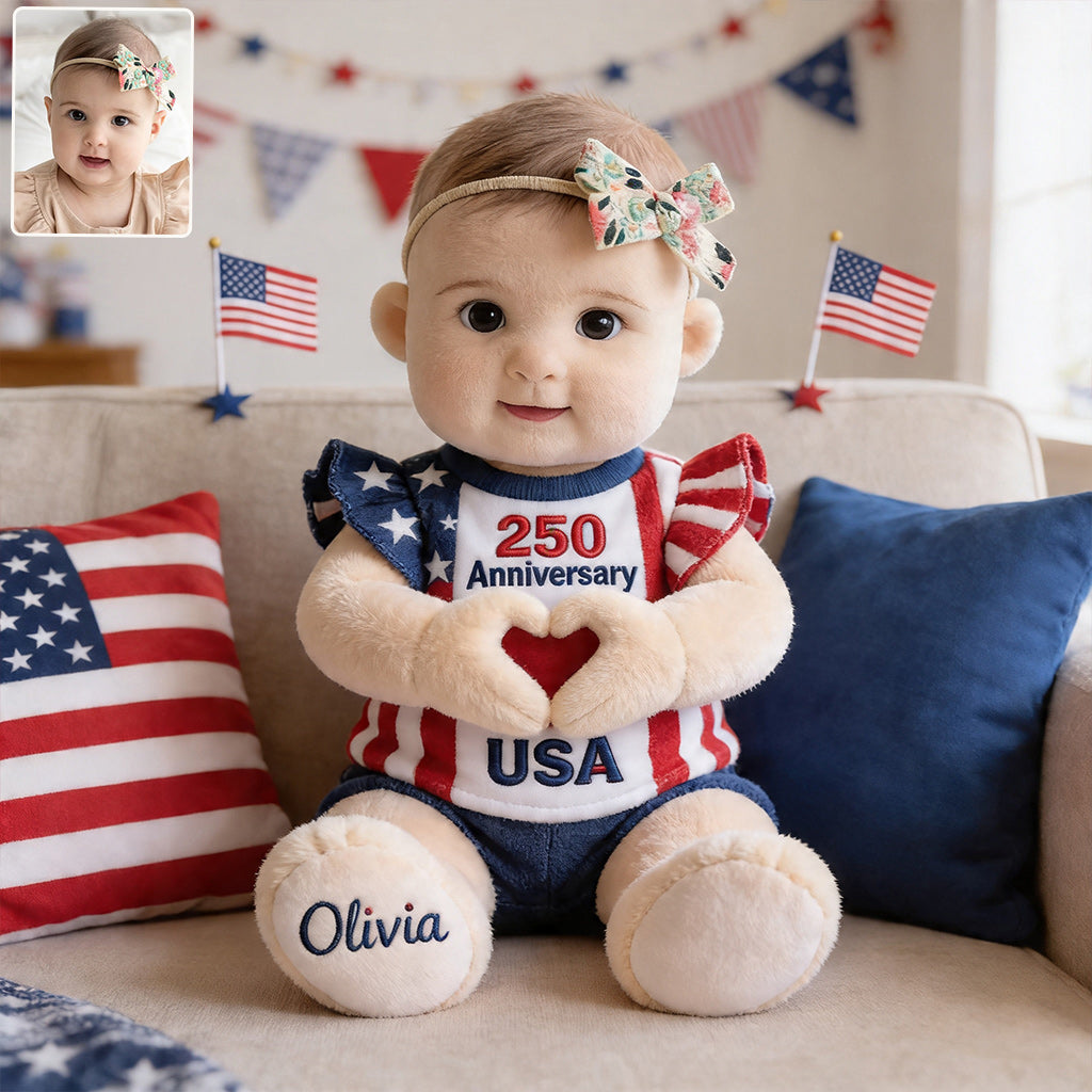 Cadeau commémoratif 250e anniversaire - Coussin en fausse fourrure personnalisé pour enfant