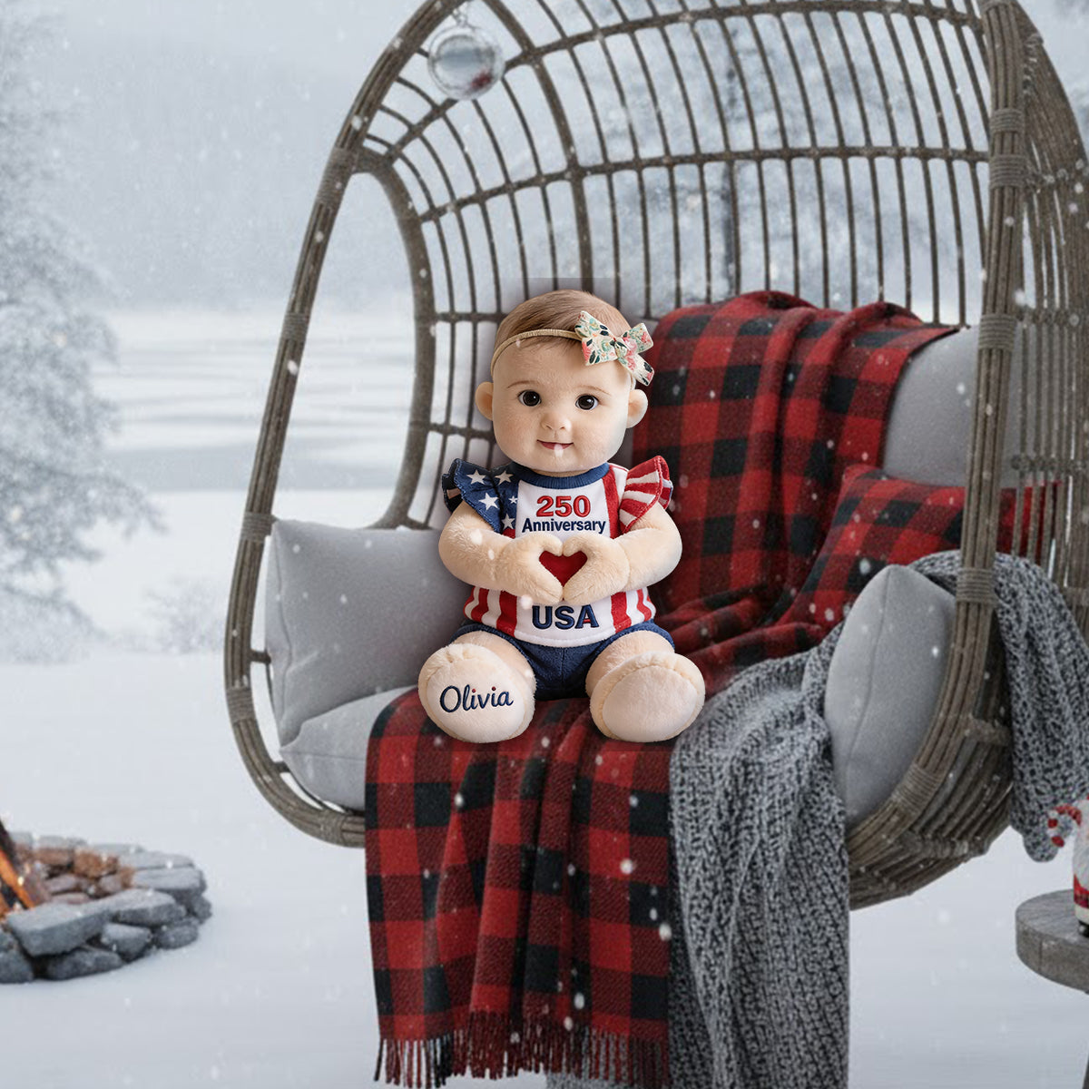 Cadeau commémoratif 250e anniversaire - Coussin en fausse fourrure personnalisé pour enfant