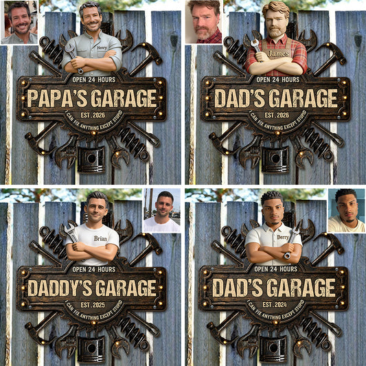 Garage de Papa - Plaque Métallique Personnalisée pour Père