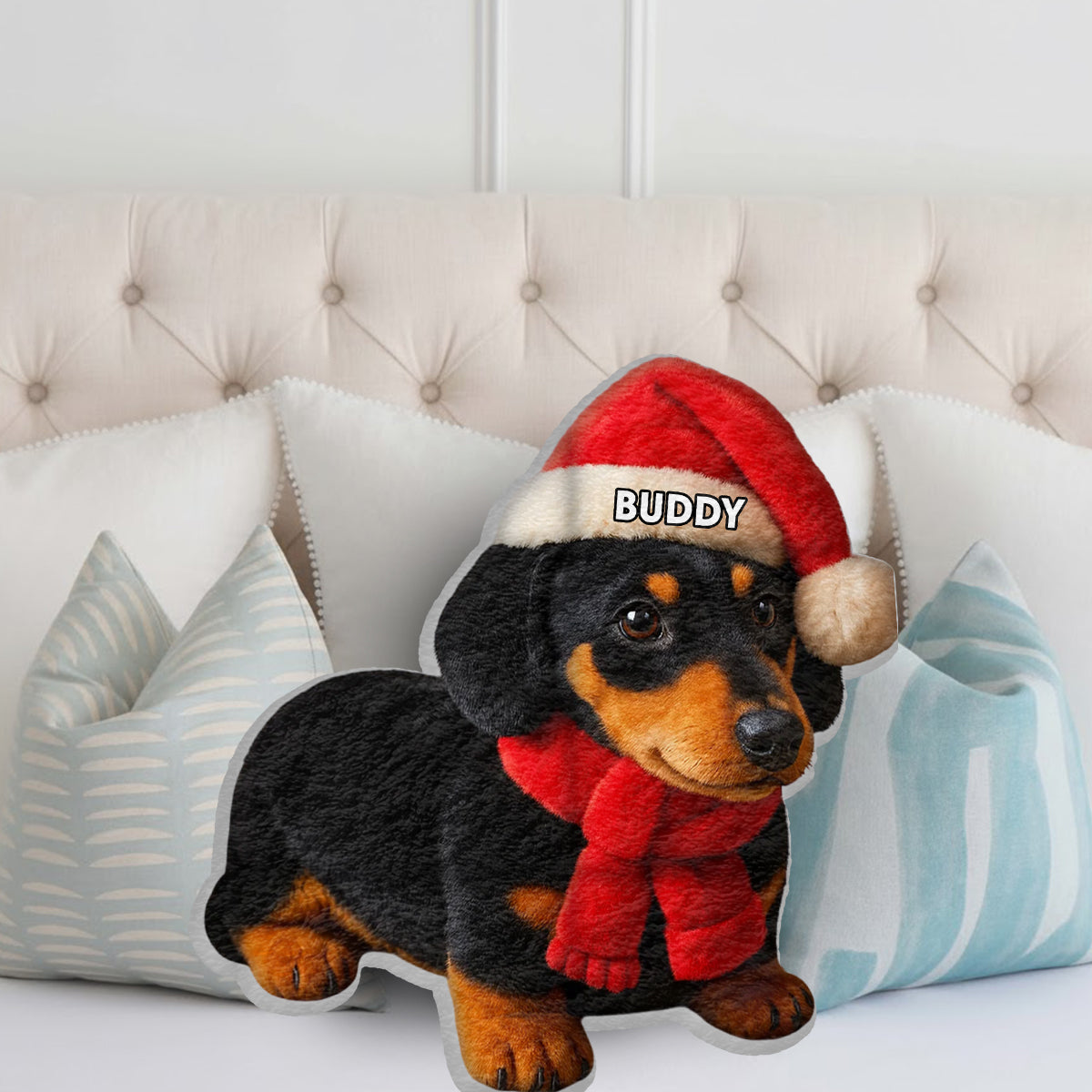Pet Christmas - Personalized Dog Faux Fur Shaped Pillow