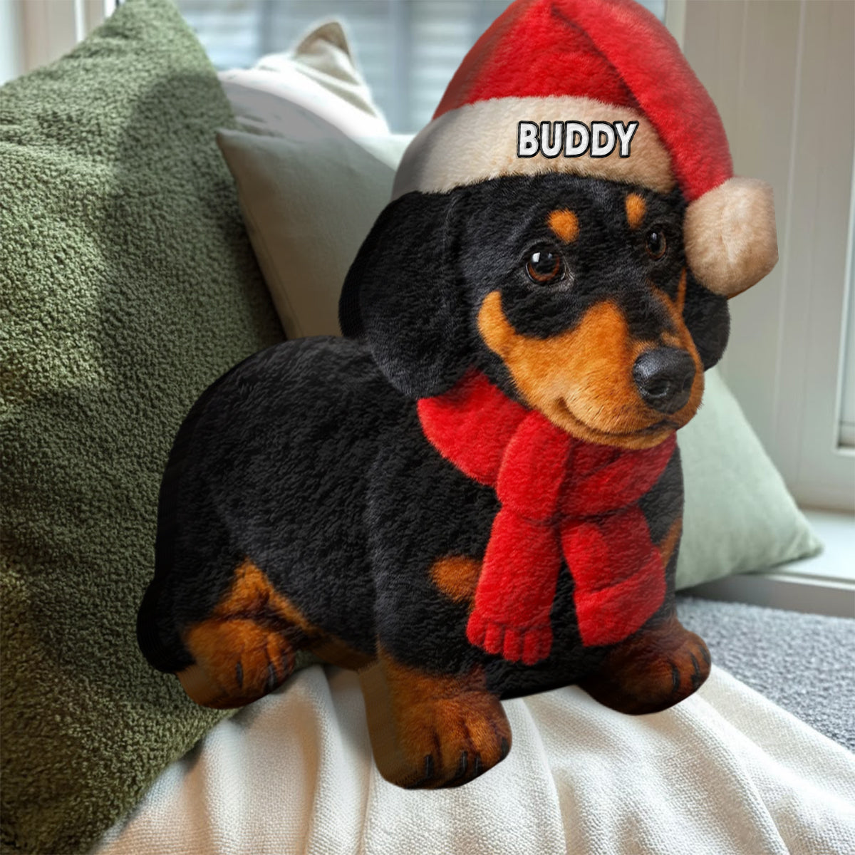 Pet Christmas - Personalized Dog Faux Fur Shaped Pillow