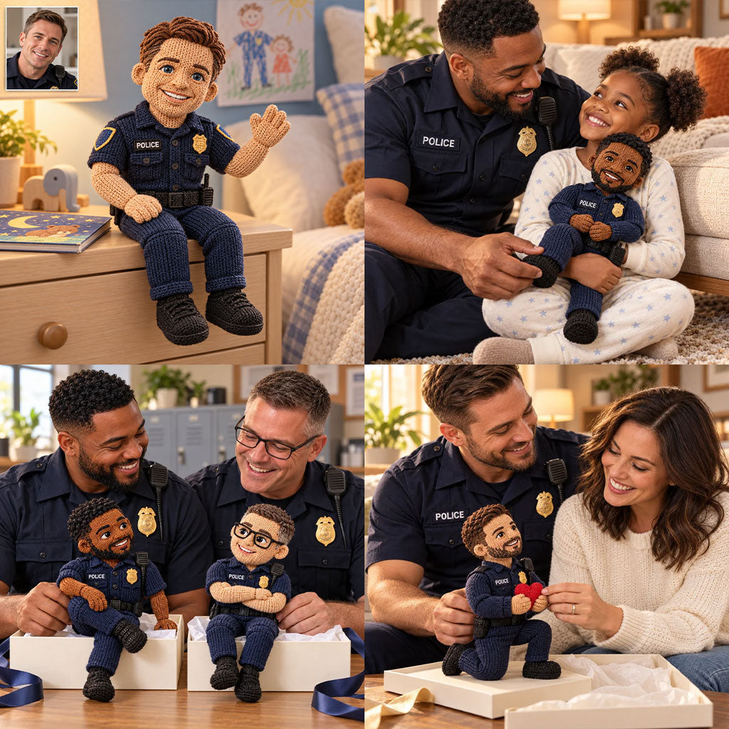 Custom From Any Photo - Personalized Police Officer Posable Plush Doll