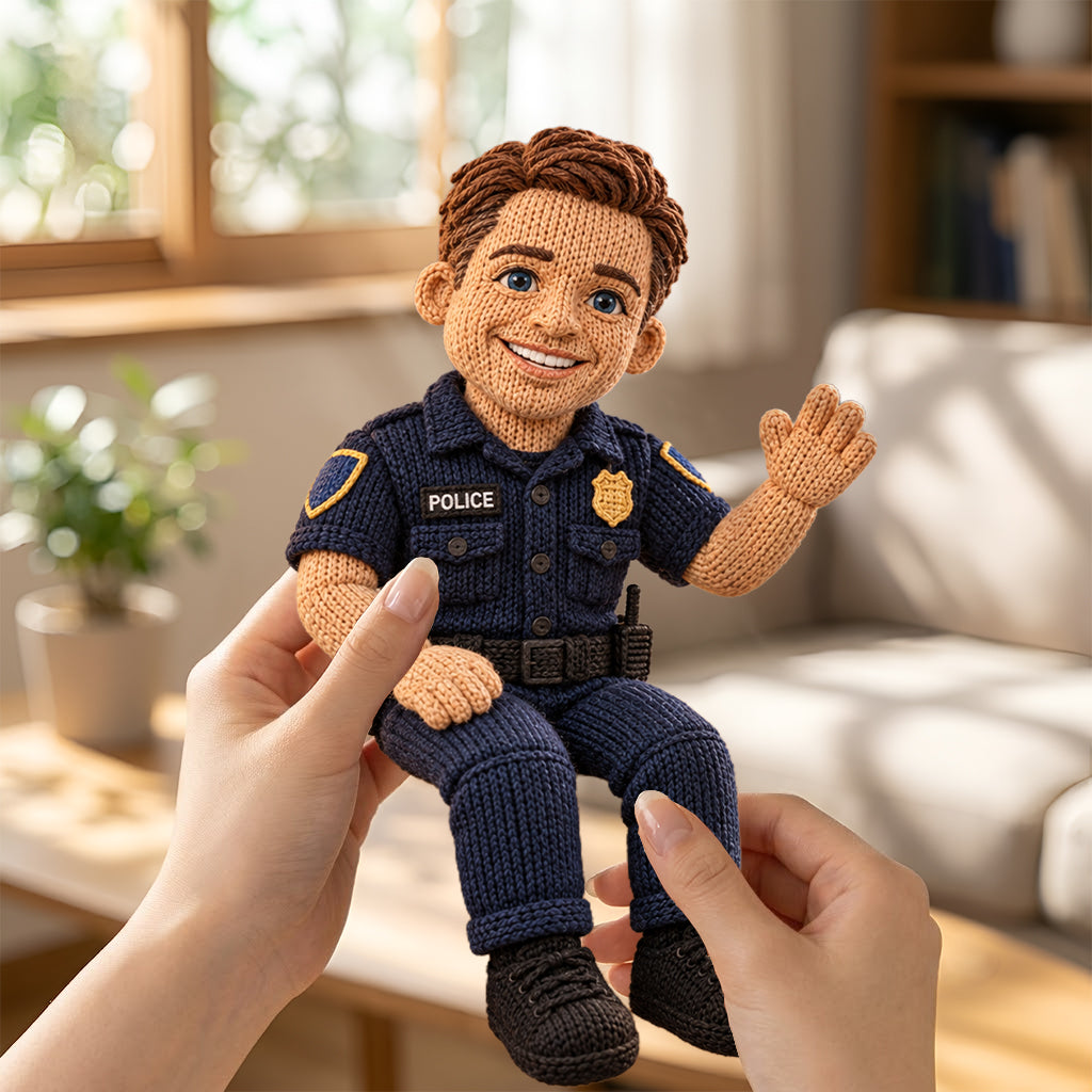Custom From Any Photo - Personalized Police Officer Posable Plush Doll