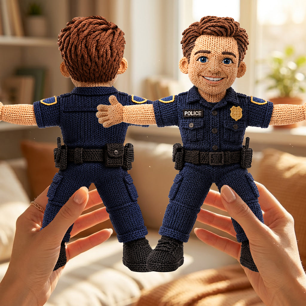 Custom From Any Photo - Personalized Police Officer Posable Plush Doll