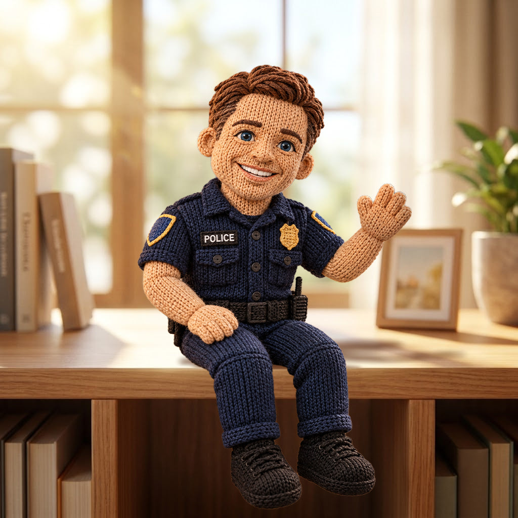 Custom From Any Photo - Personalized Police Officer Posable Plush Doll