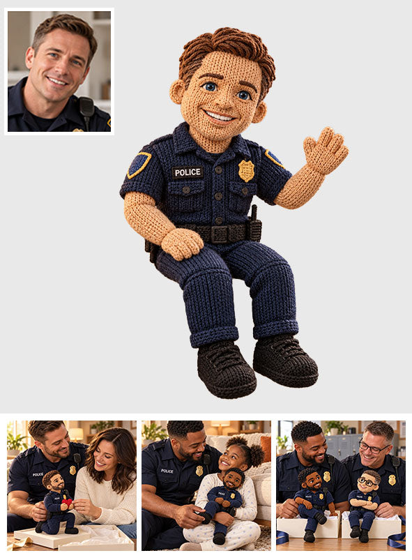 Custom From Any Photo - Personalized Police Officer Posable Plush Doll