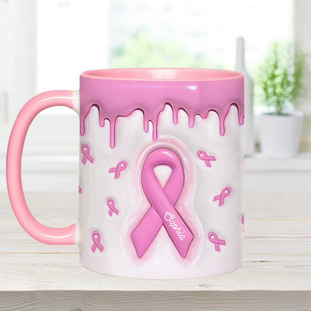 Le rose est ma couleur fétiche - Mug personnalisé pour la sensibilisation au cancer du sein