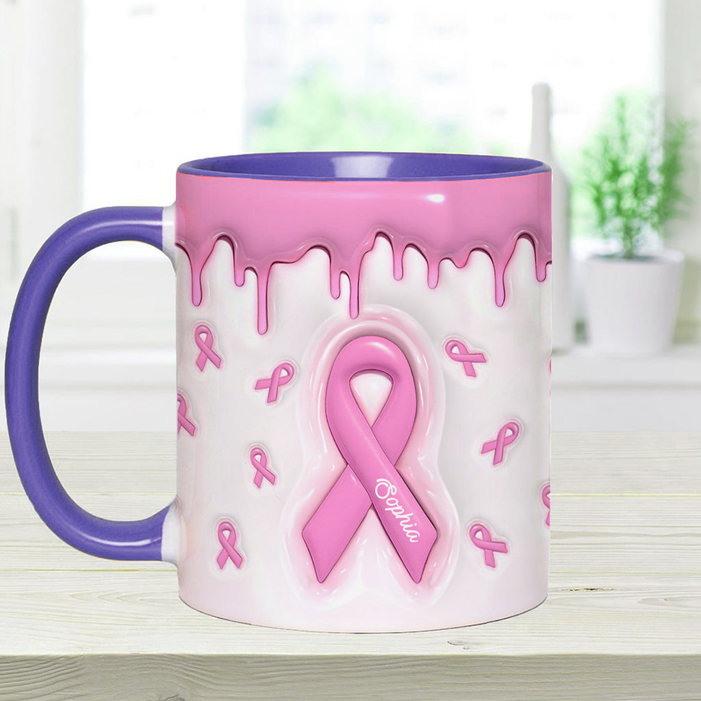 Le rose est ma couleur fétiche - Mug personnalisé pour la sensibilisation au cancer du sein