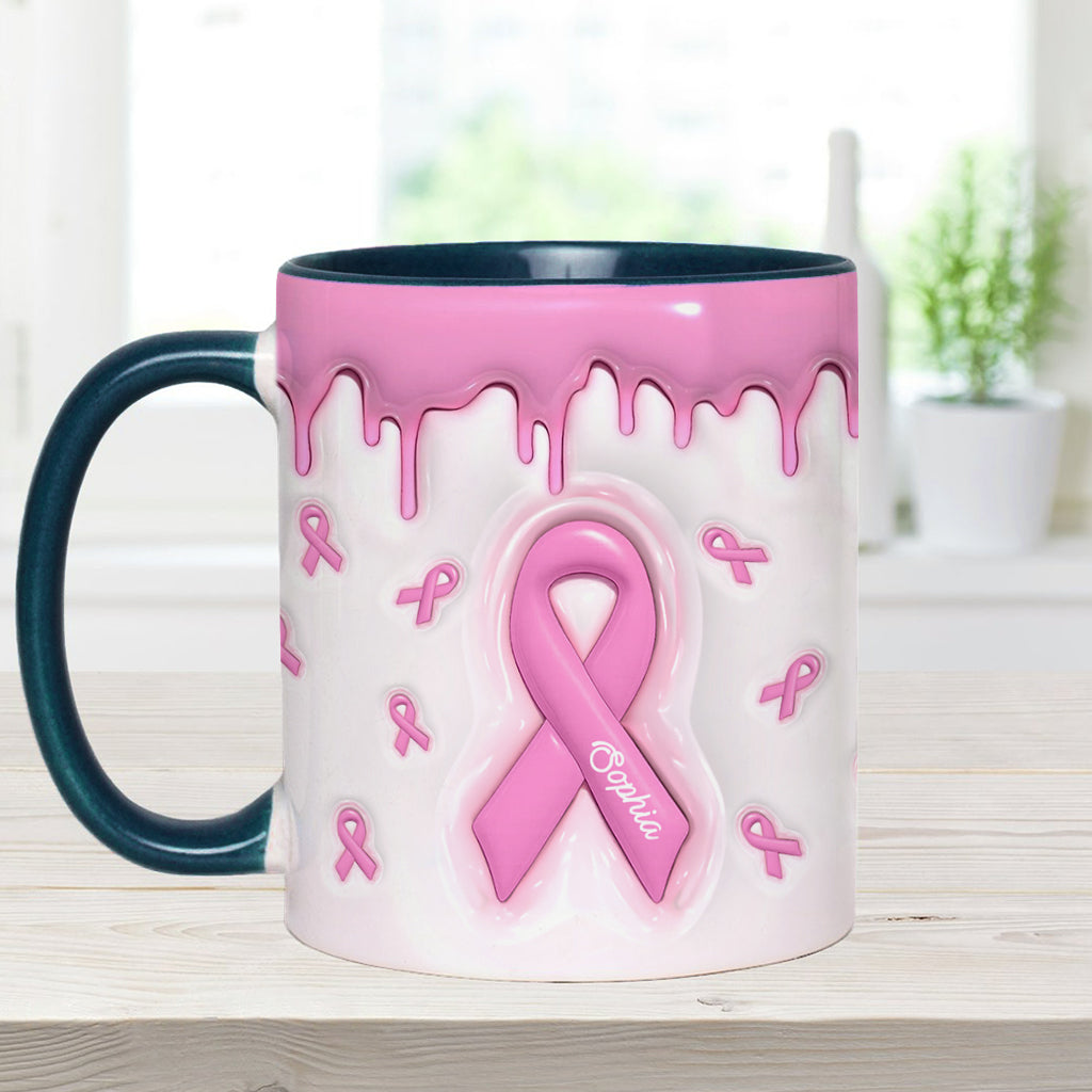 Le rose est ma couleur fétiche - Mug personnalisé pour la sensibilisation au cancer du sein
