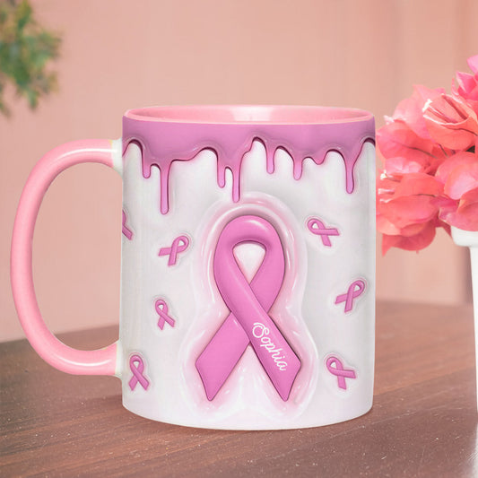 Le rose est ma couleur fétiche - Mug personnalisé pour la sensibilisation au cancer du sein