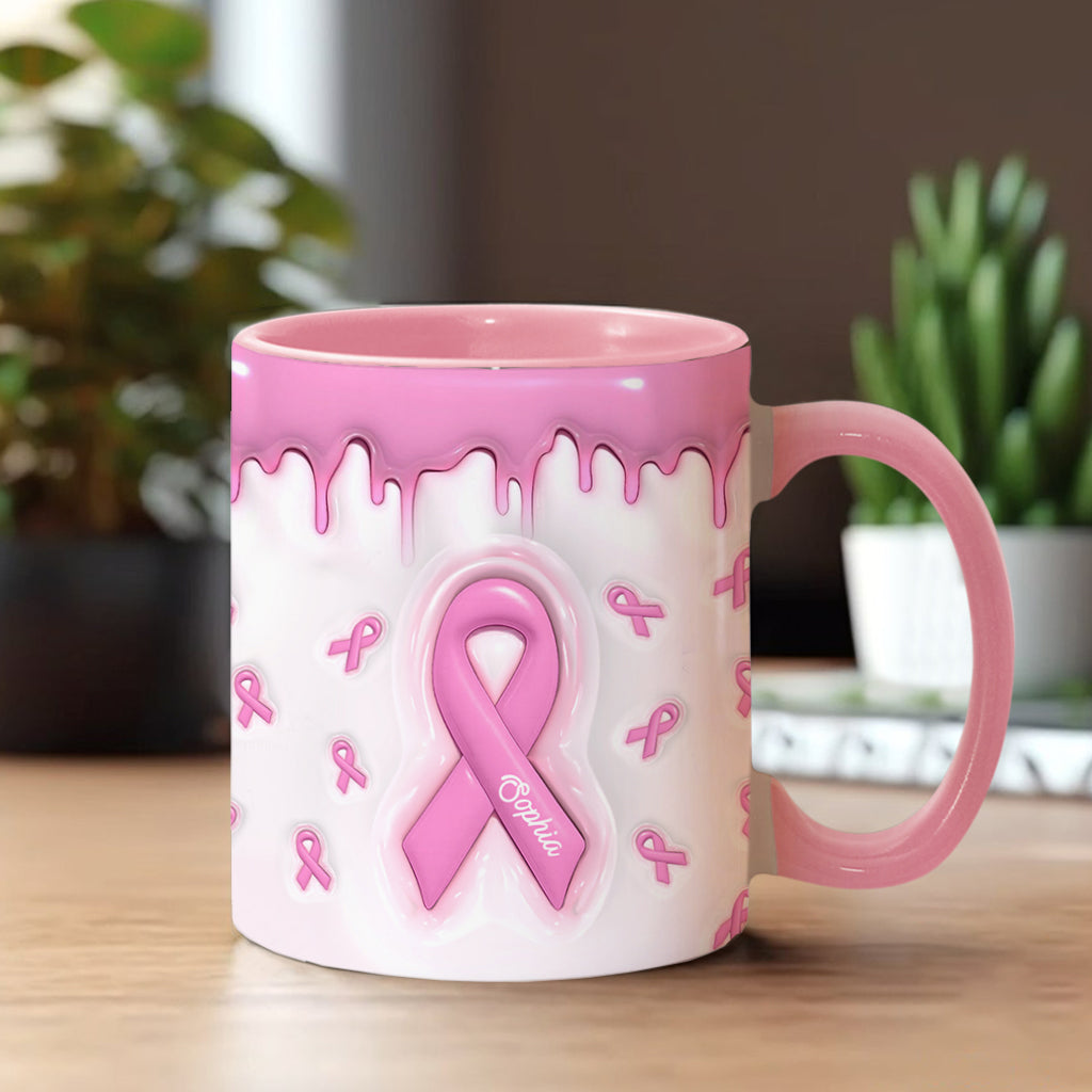 Le rose est ma couleur fétiche - Mug personnalisé pour la sensibilisation au cancer du sein