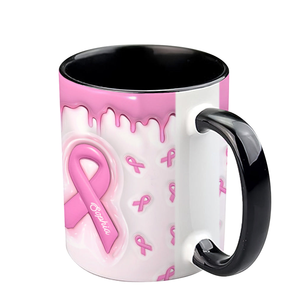 Le rose est ma couleur fétiche - Mug personnalisé pour la sensibilisation au cancer du sein