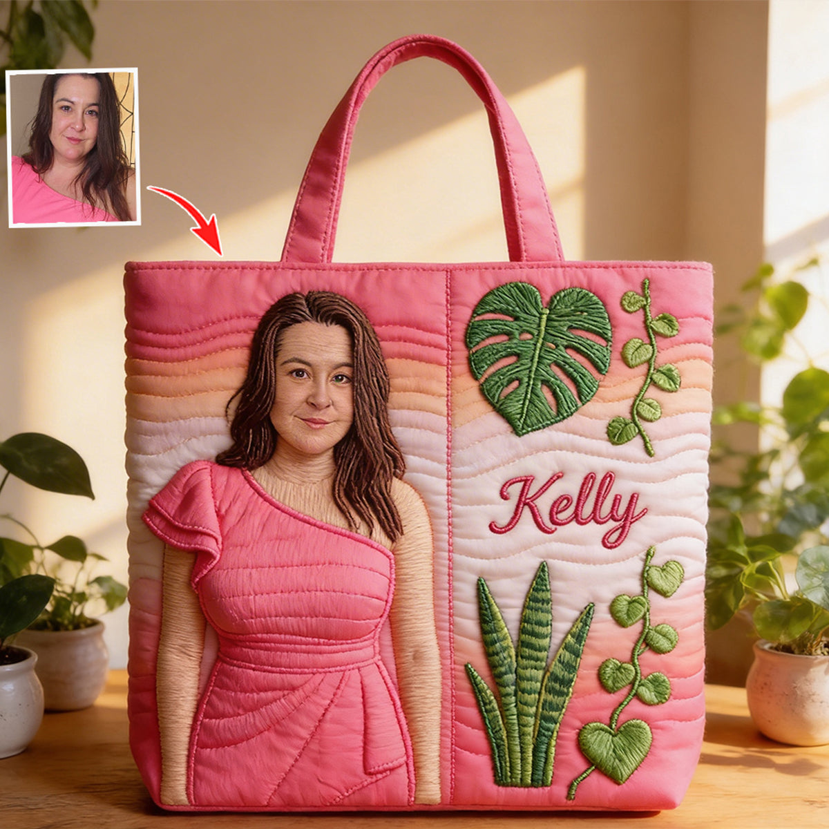 Custom Any Photo Love Plants - Personalized Gardening Quilted Tote Bag