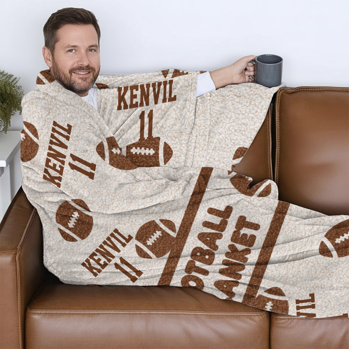 Voici ma couverture pour regarder le football - Couverture portable personnalisée sur le thème du football
