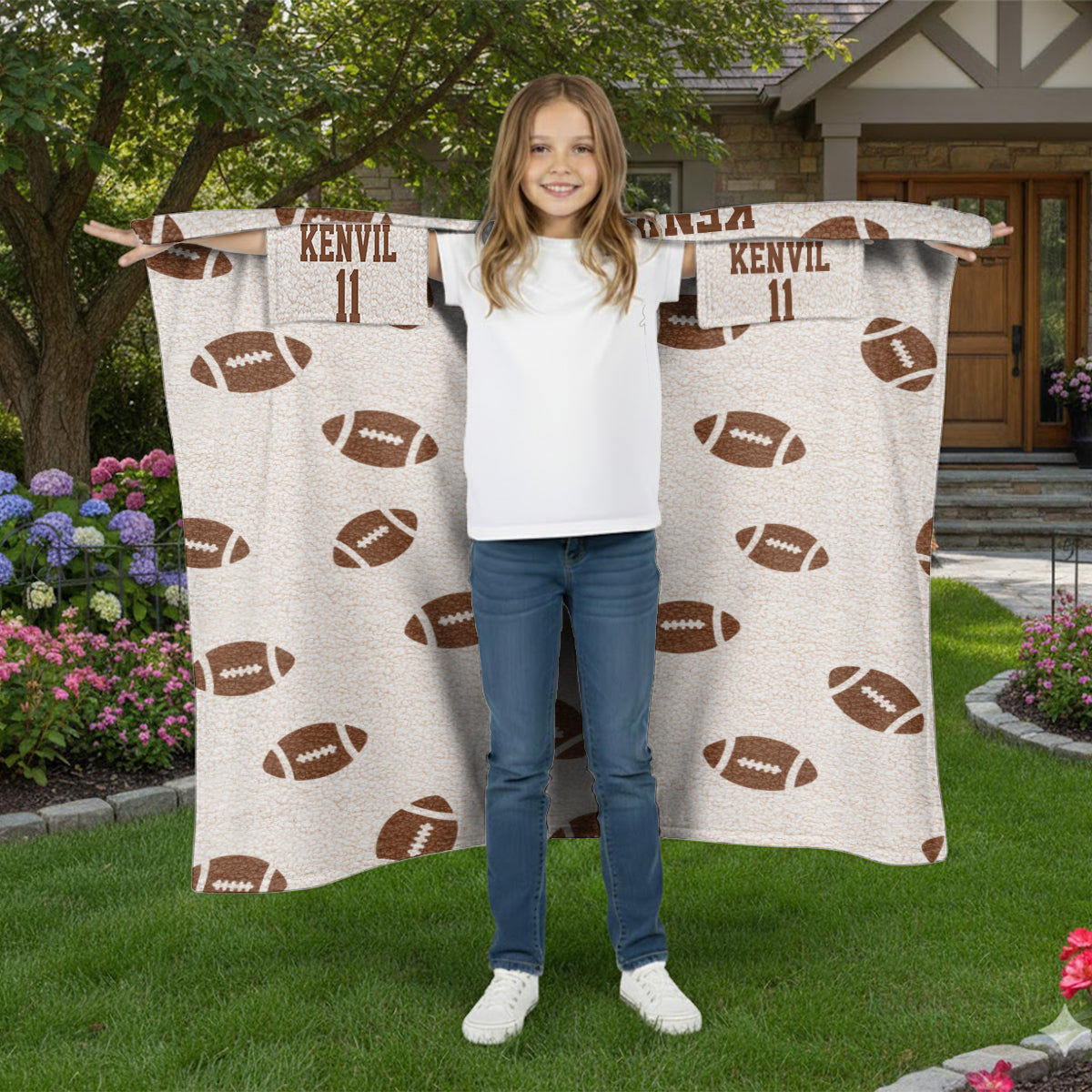 Voici ma couverture pour regarder le football - Couverture portable personnalisée sur le thème du football