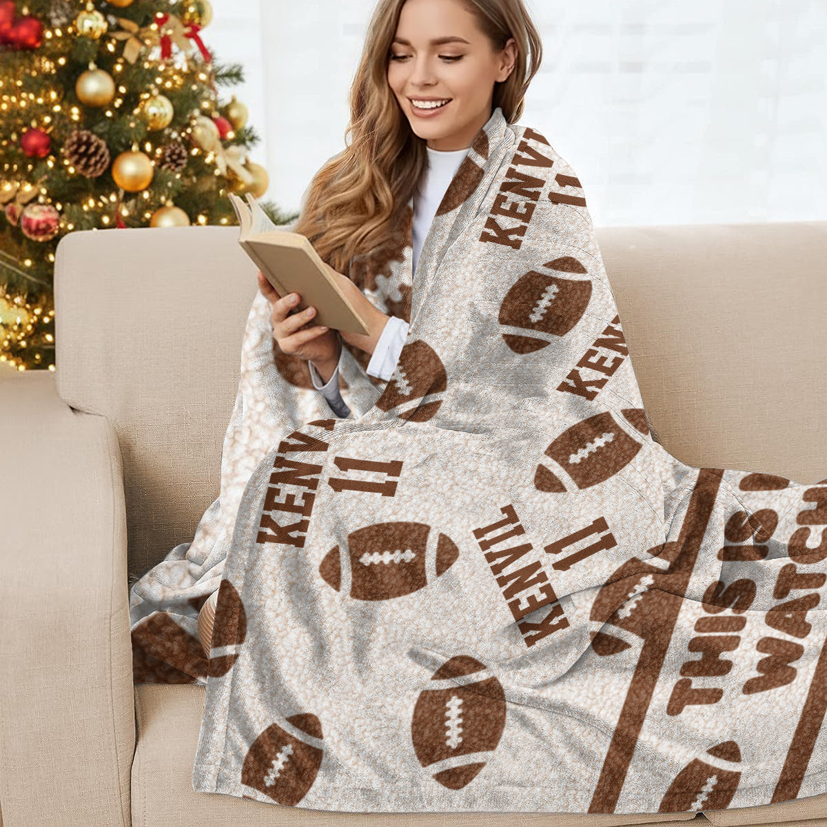 Voici ma couverture pour regarder le football - Couverture portable personnalisée sur le thème du football