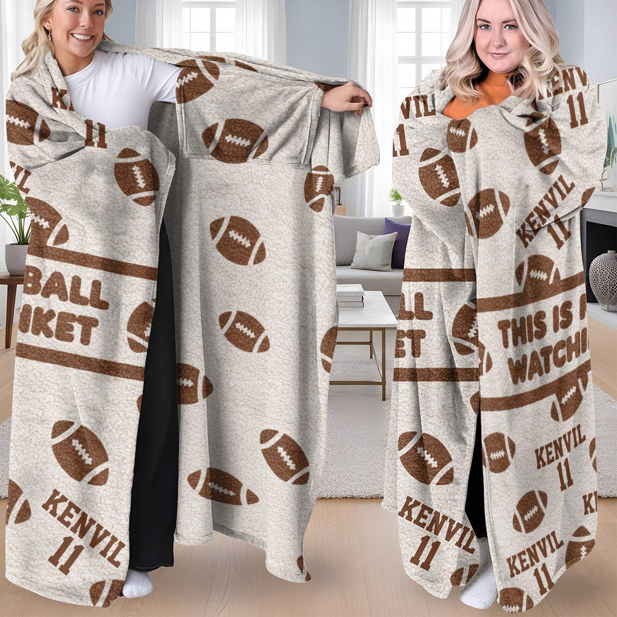 Voici ma couverture pour regarder le football - Couverture portable personnalisée sur le thème du football