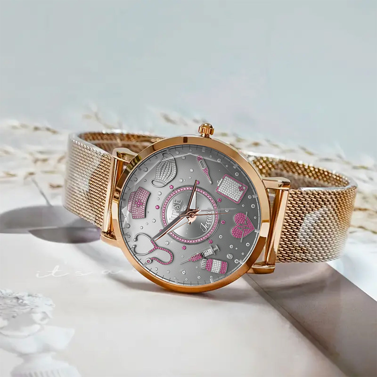 Aimez la vie d'infirmière - Montre-bracelet personnalisée pour infirmière