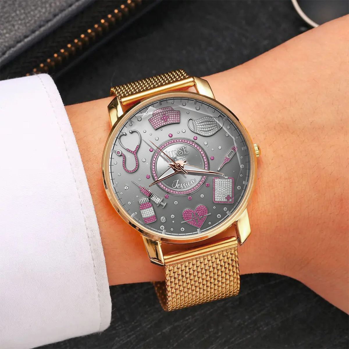 Aimez la vie d'infirmière - Montre-bracelet personnalisée pour infirmière