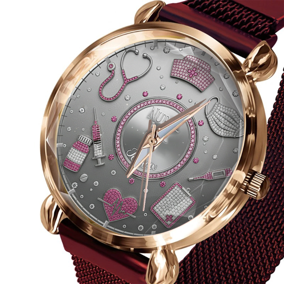 Aimez la vie d'infirmière - Montre-bracelet personnalisée pour infirmière