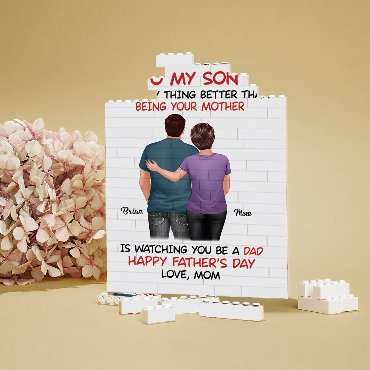À mon fils - Blocs de construction rectangulaires verticaux personnalisés pour père, imprimés des deux côtés