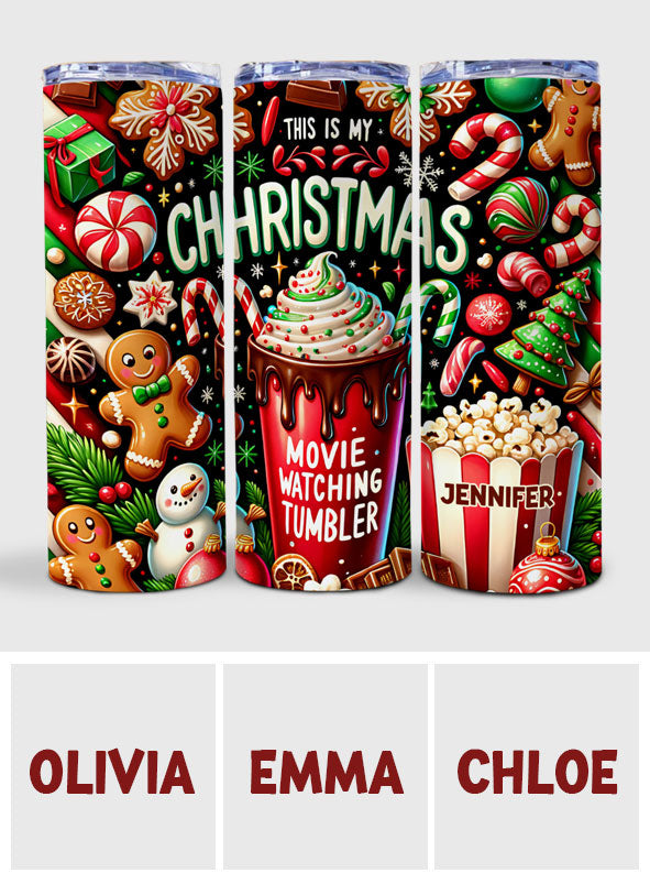 Regarder des films de Noël - Gobelet isotherme de Noël personnalisé