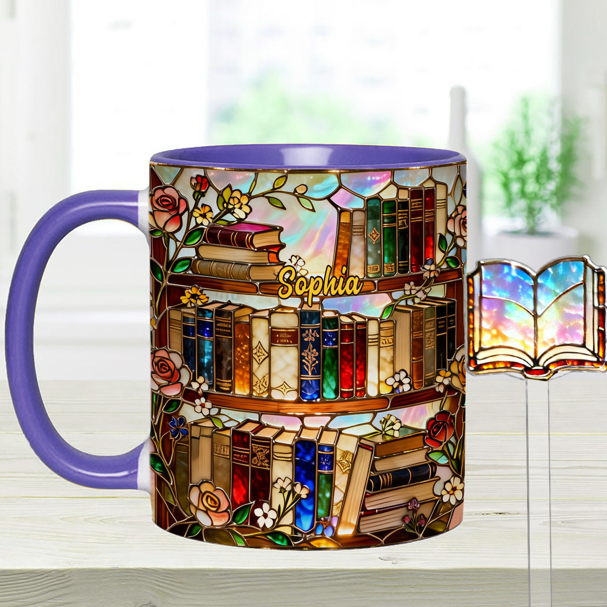 Love Books - Personalized Book Set Accent Mug with Acrylic Stirrers