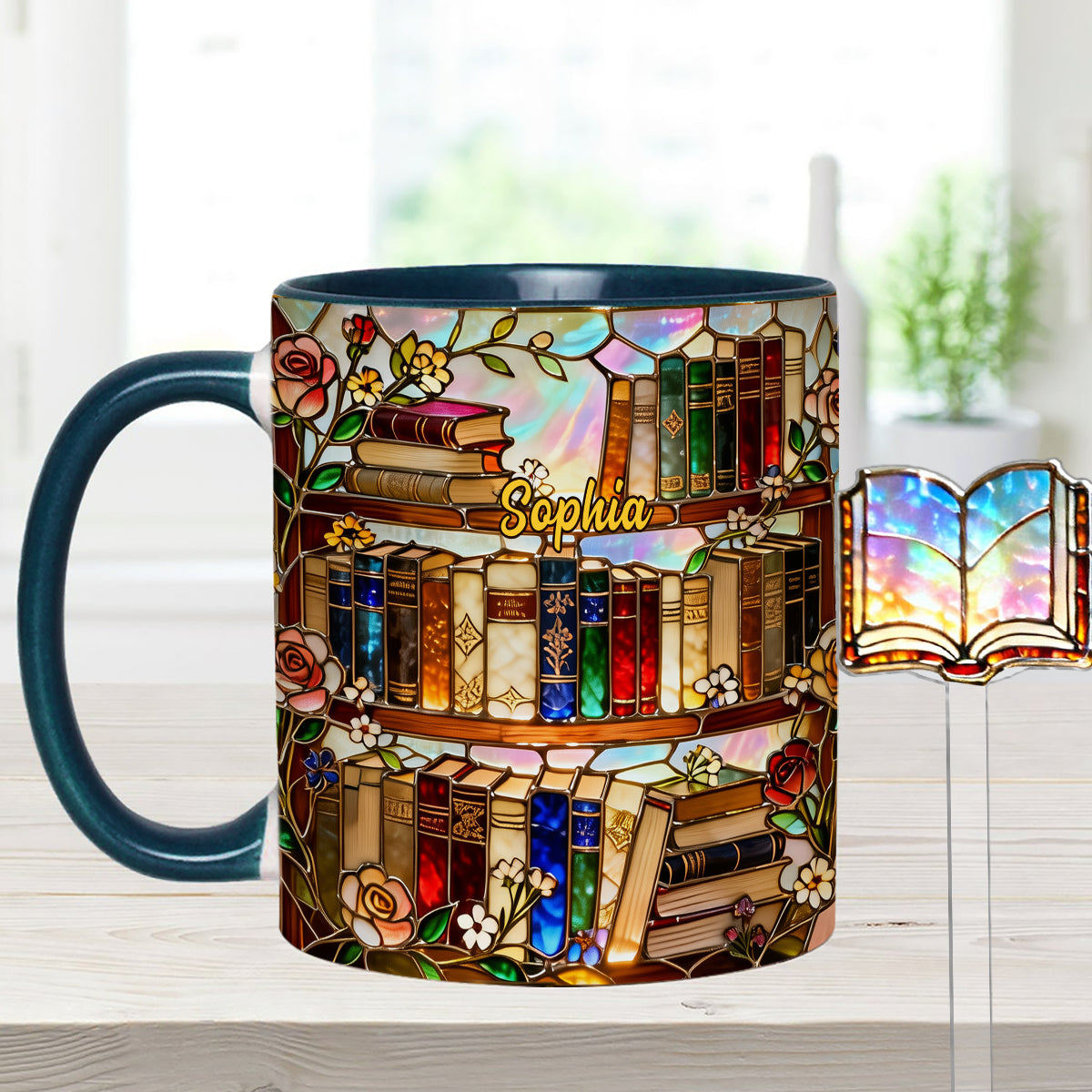 Love Books - Personalized Book Set Accent Mug with Acrylic Stirrers