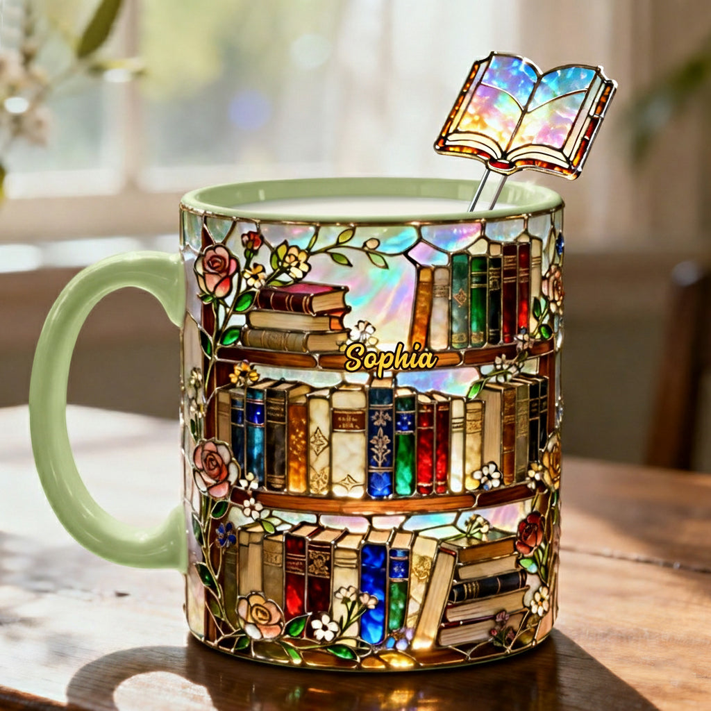 Love Books - Personalized Book Set Accent Mug with Acrylic Stirrers
