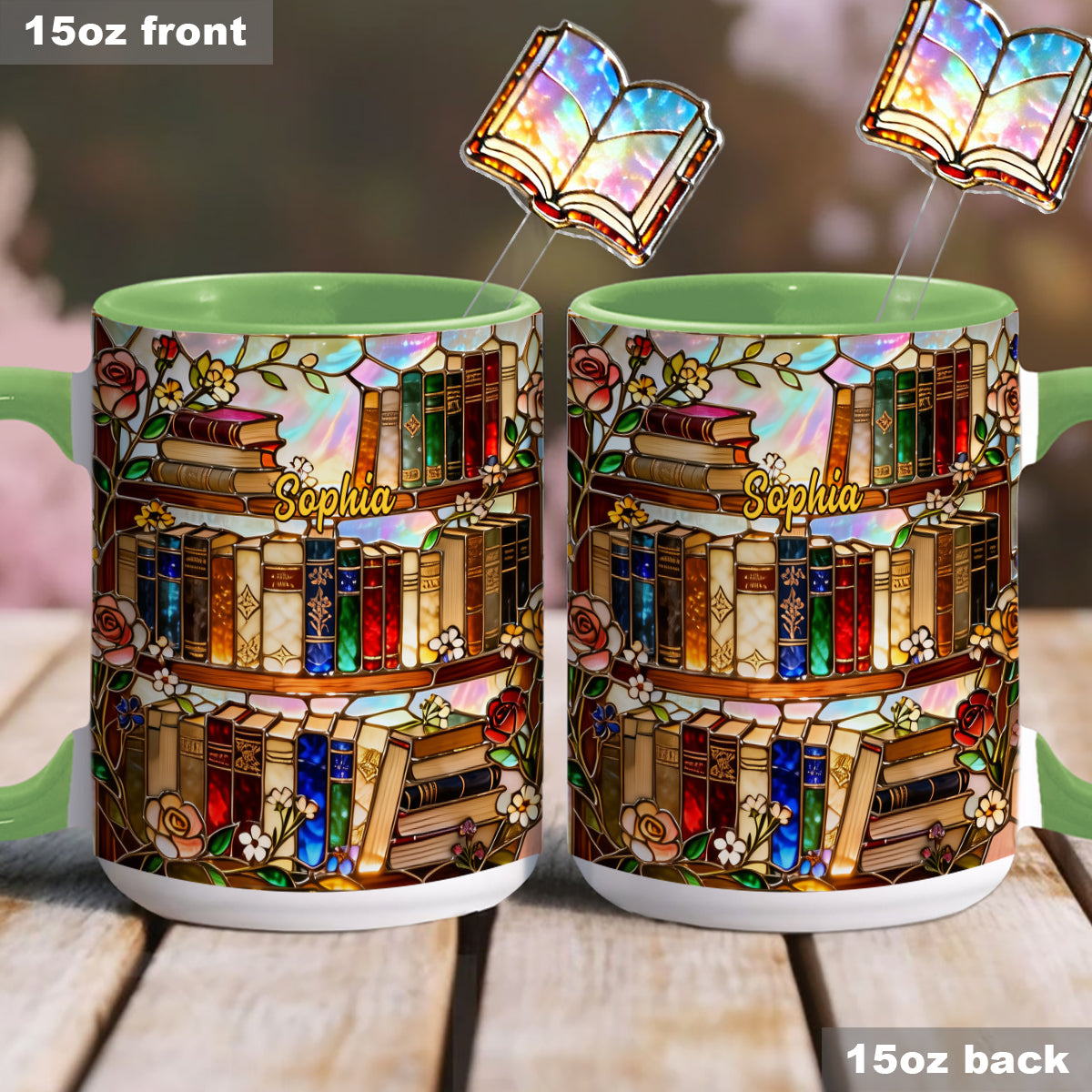 Love Books - Personalized Book Set Accent Mug with Acrylic Stirrers