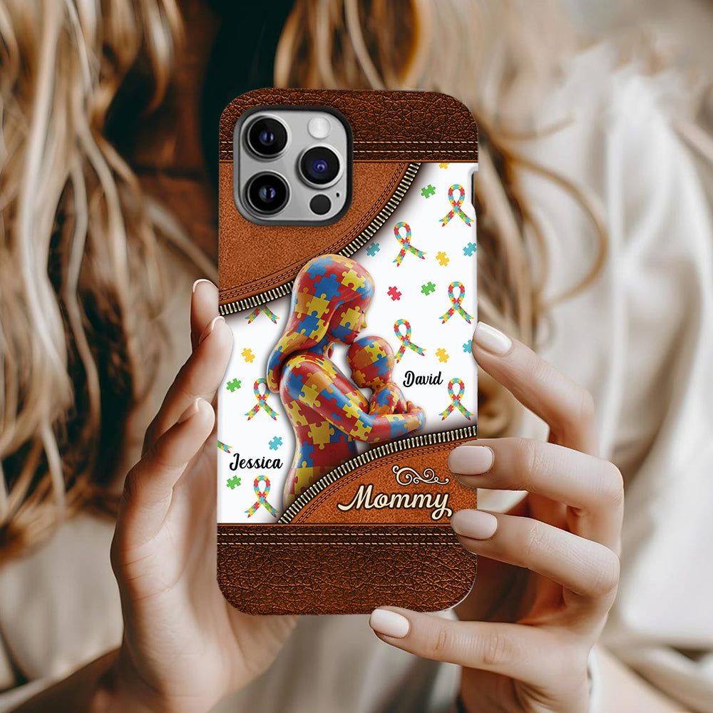 L'amour d'une mère - Coque de téléphone personnalisée avec impression intégrale pour la sensibilisation à l'autisme