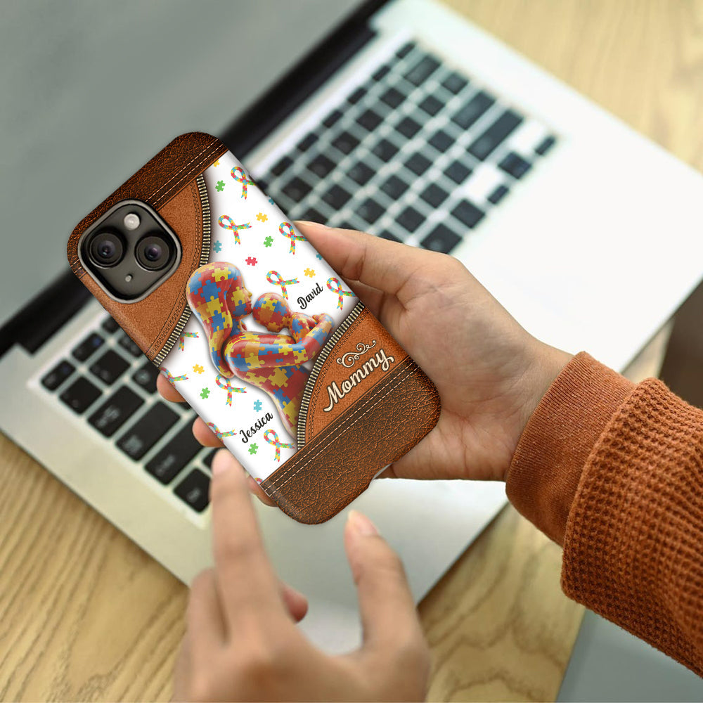 L'amour d'une mère - Coque de téléphone personnalisée avec impression intégrale pour la sensibilisation à l'autisme