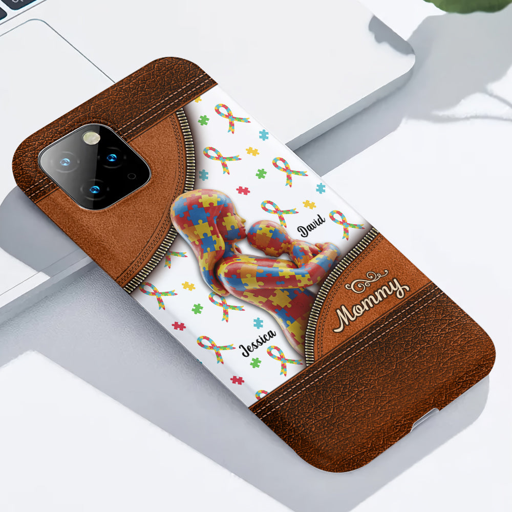 L'amour d'une mère - Coque de téléphone personnalisée avec impression intégrale pour la sensibilisation à l'autisme