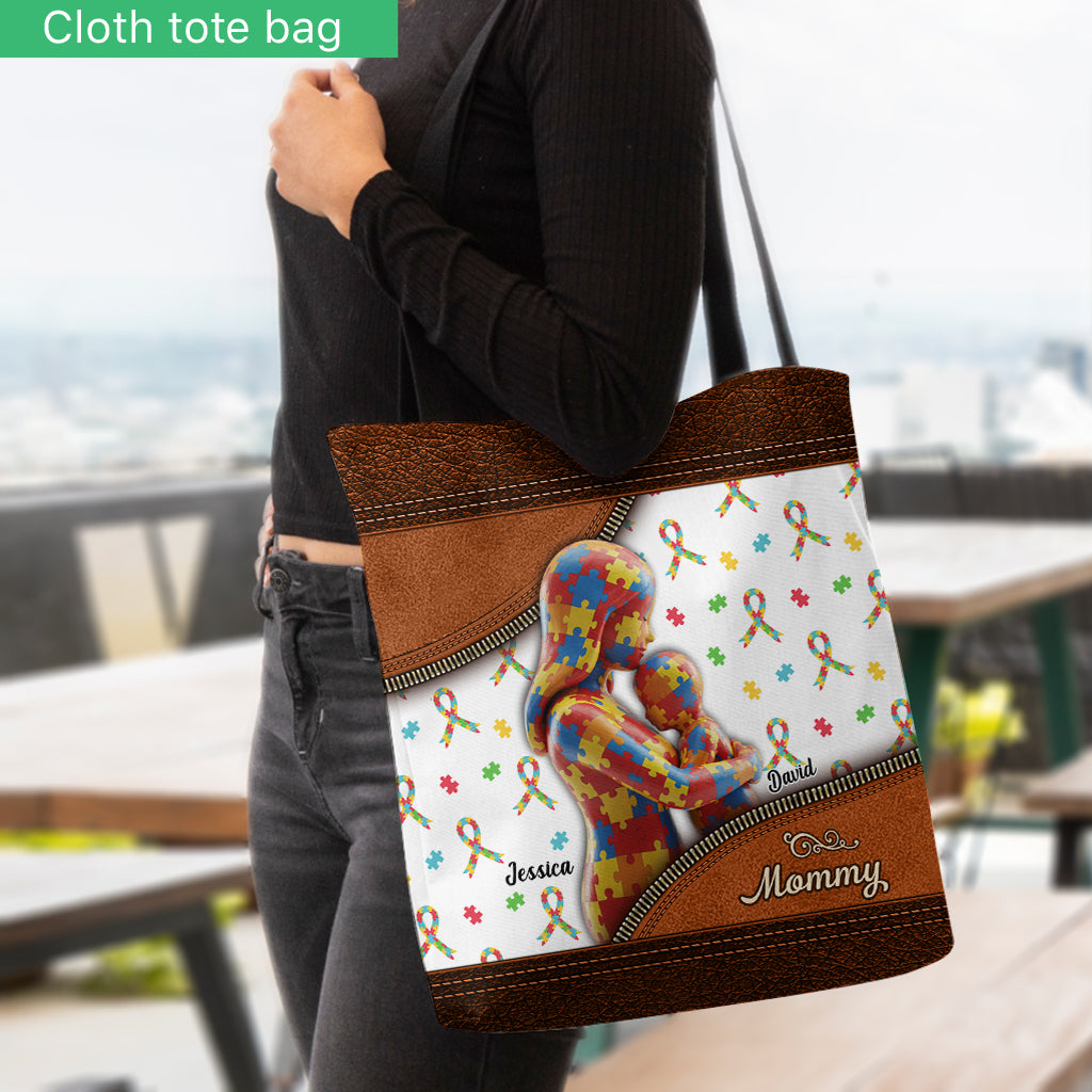 L'amour d'une mère - Sac fourre-tout personnalisé pour la sensibilisation à l'autisme