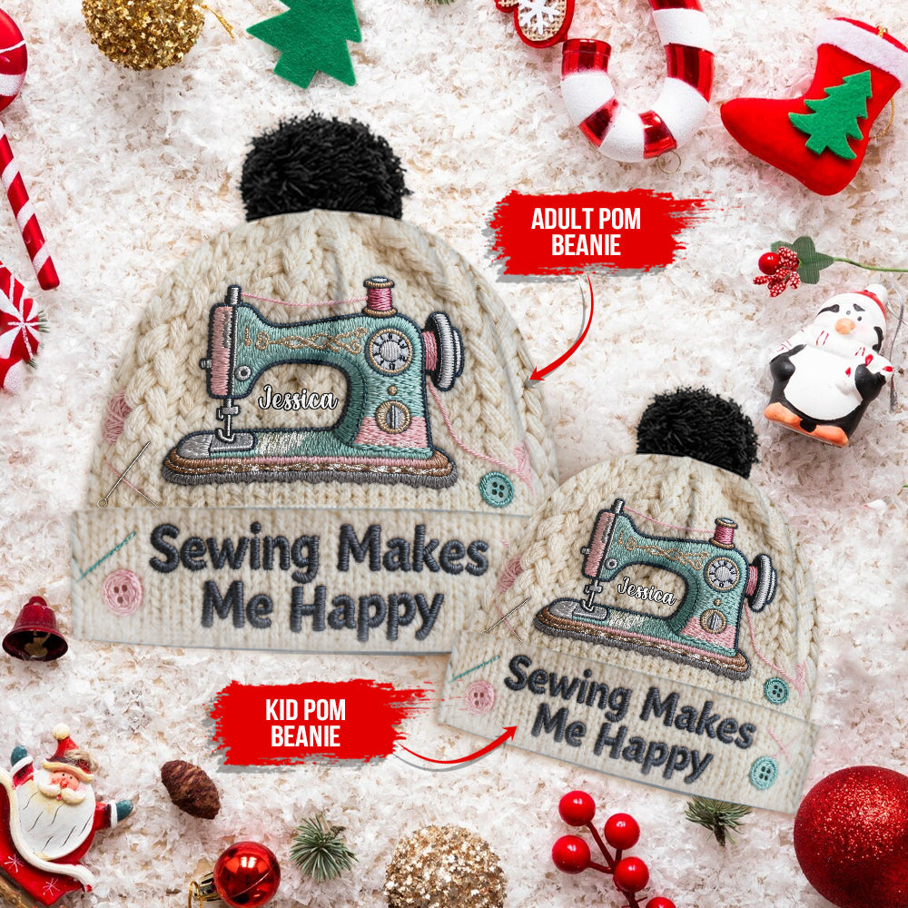 Coudre me rend heureuse - Bonnet de couture personnalisé