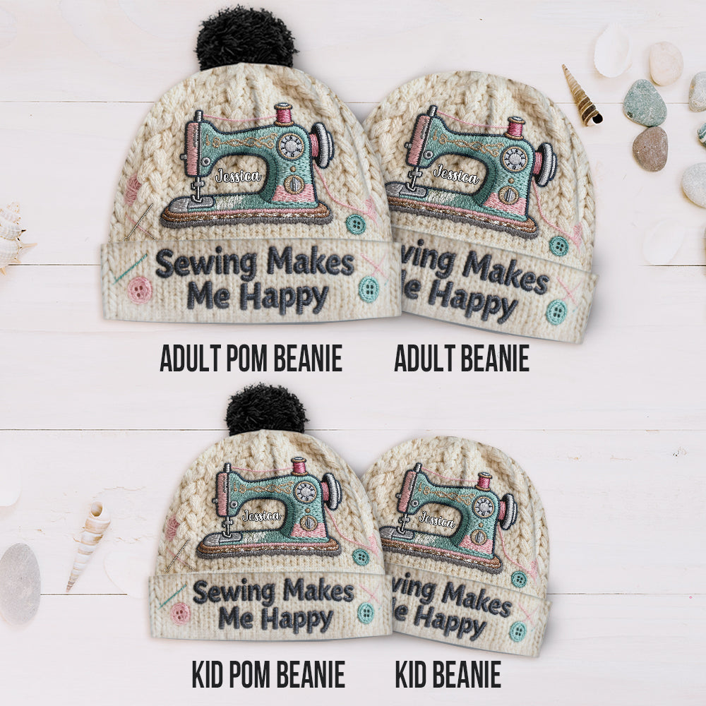 Coudre me rend heureuse - Bonnet de couture personnalisé