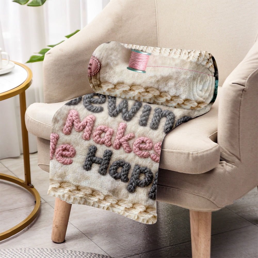 Coudre me rend heureuse - Couverture de couture personnalisée