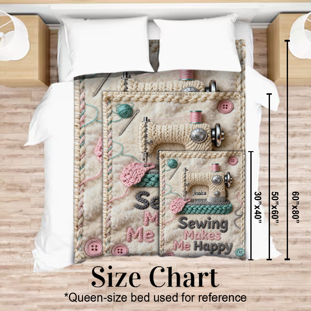 Coudre me rend heureuse - Couverture de couture personnalisée