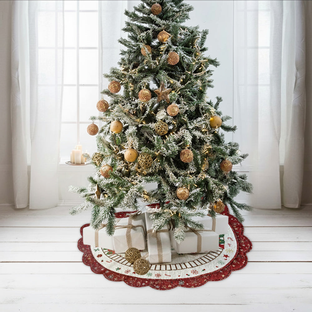Train de Noël familial - Jupe de sapin personnalisée en forme de famille
