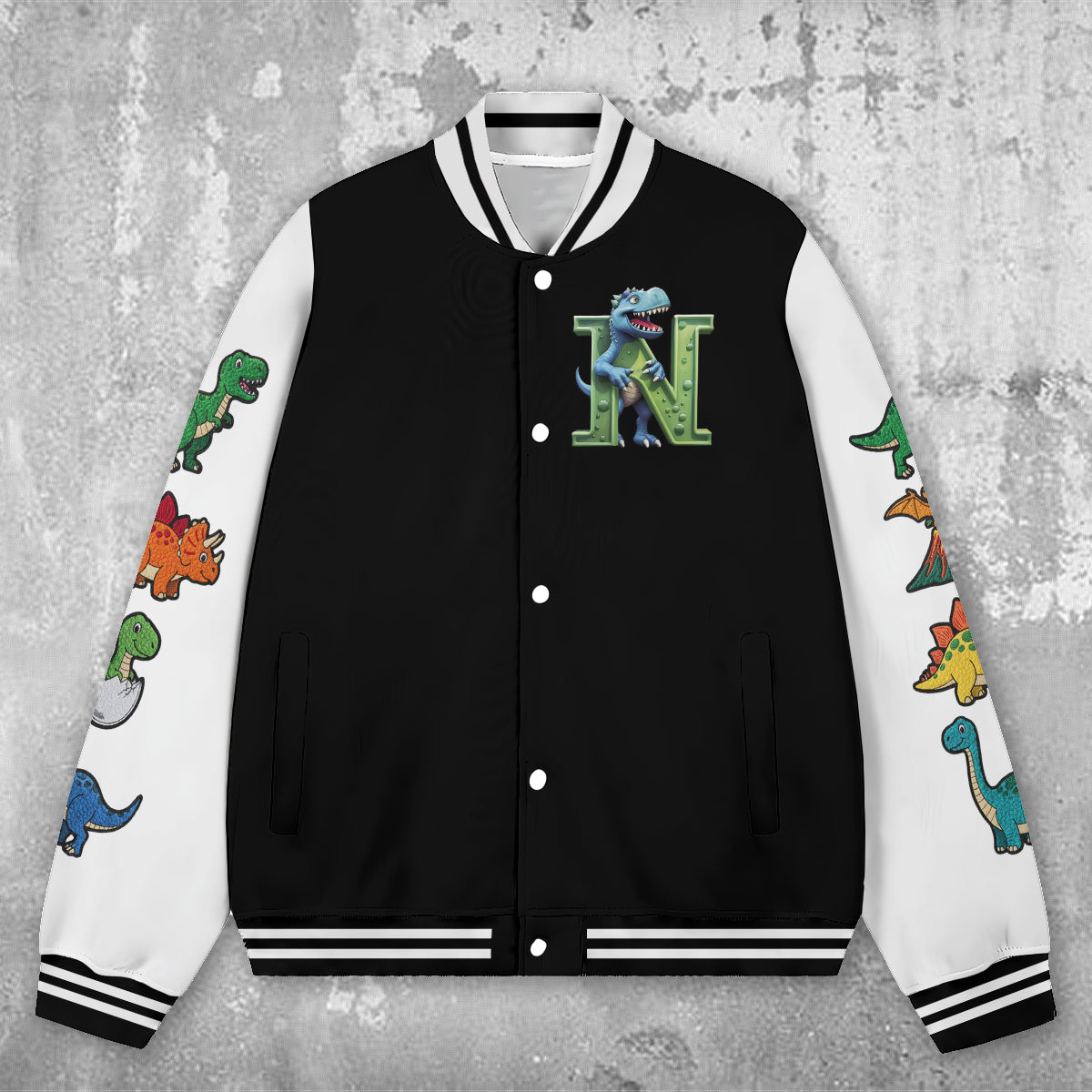 Veste universitaire personnalisée pour enfants avec initiales de dinosaures, pour garçons et filles