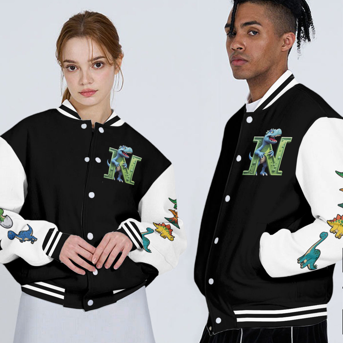 Veste universitaire personnalisée pour enfants avec initiales de dinosaures, pour garçons et filles