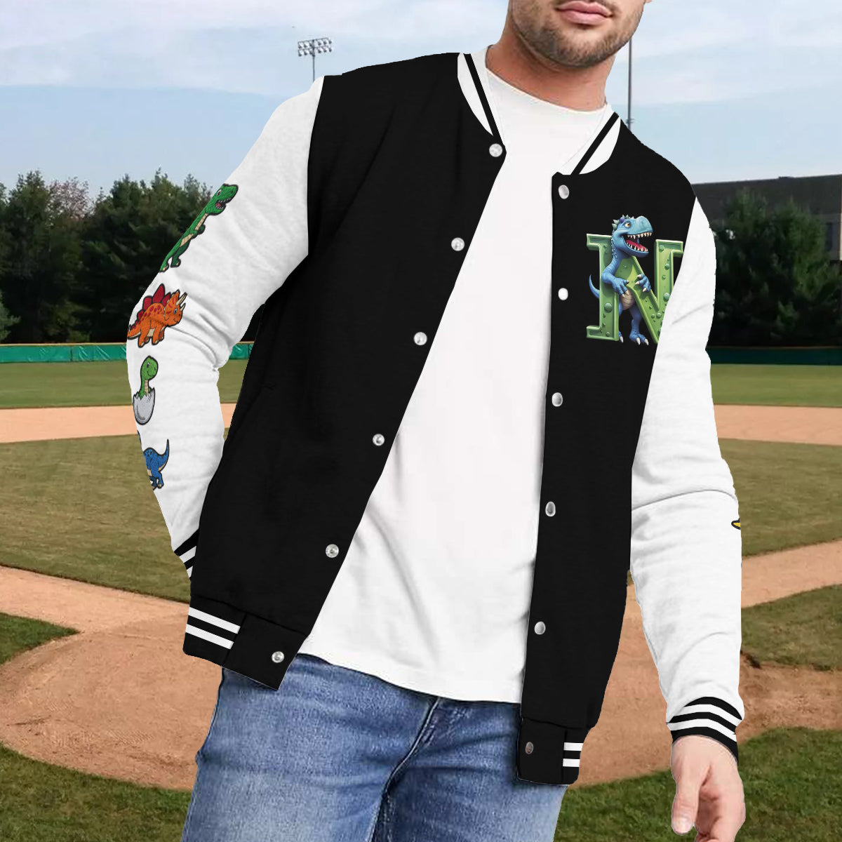 Veste universitaire personnalisée pour enfants avec initiales de dinosaures, pour garçons et filles