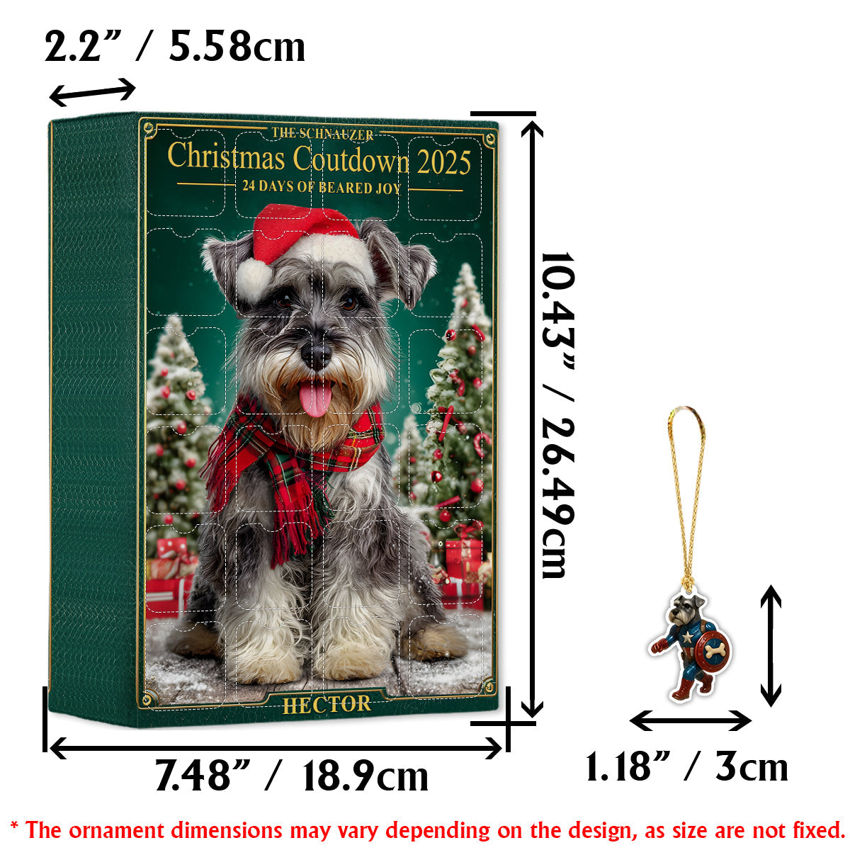 J'adore mon Schnauzer - Calendrier de l'Avent personnalisé Schnauzer avec décorations