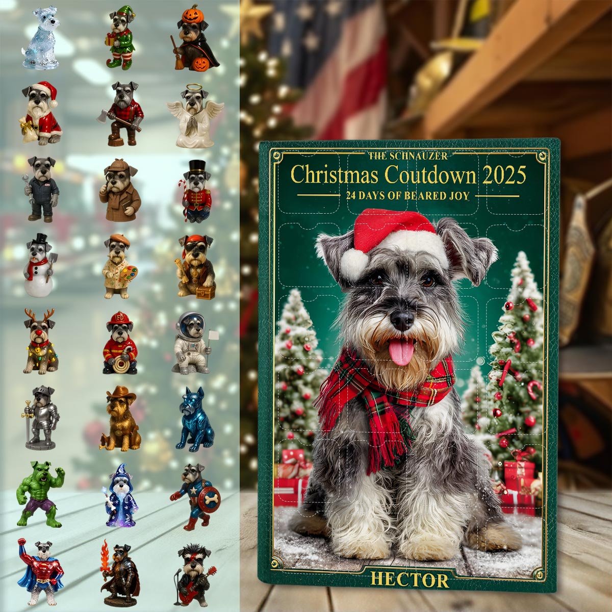 J'adore mon Schnauzer - Calendrier de l'Avent personnalisé Schnauzer avec décorations