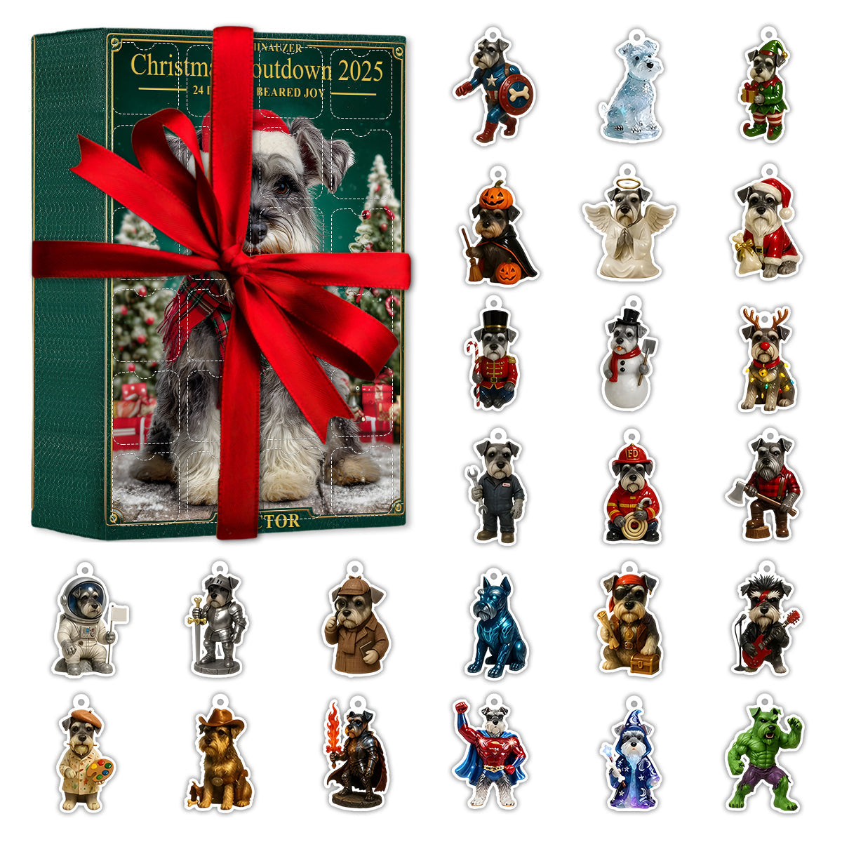 J'adore mon Schnauzer - Calendrier de l'Avent personnalisé Schnauzer avec décorations