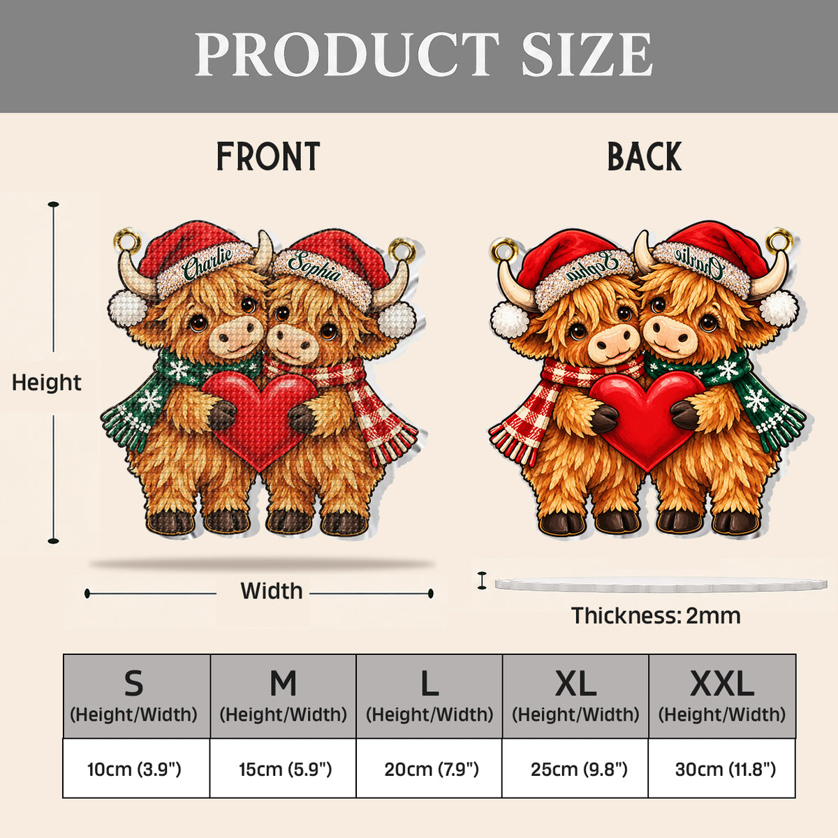 Joyeux Noël Mon Amour - Kit d'Ornement de Peinture Diamant Personnalisé Vache des Highlands