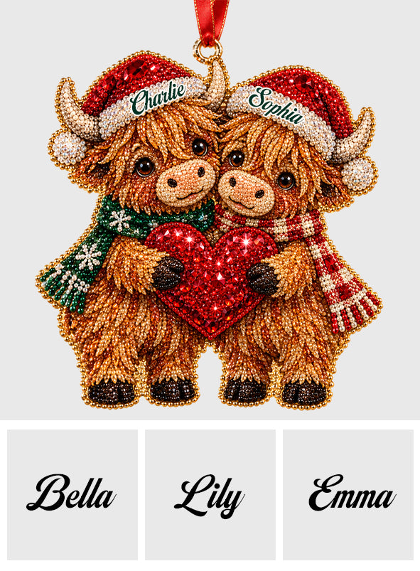 Joyeux Noël Mon Amour - Kit d'Ornement de Peinture Diamant Personnalisé Vache des Highlands