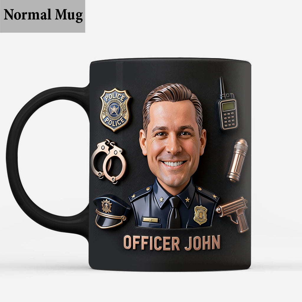 Funny Caricature Custom Mug From Any Photo - Personalized Police Officer Mug