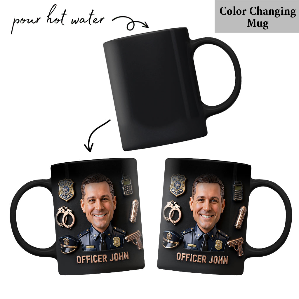 Funny Caricature Custom Mug From Any Photo - Personalized Police Officer Mug
