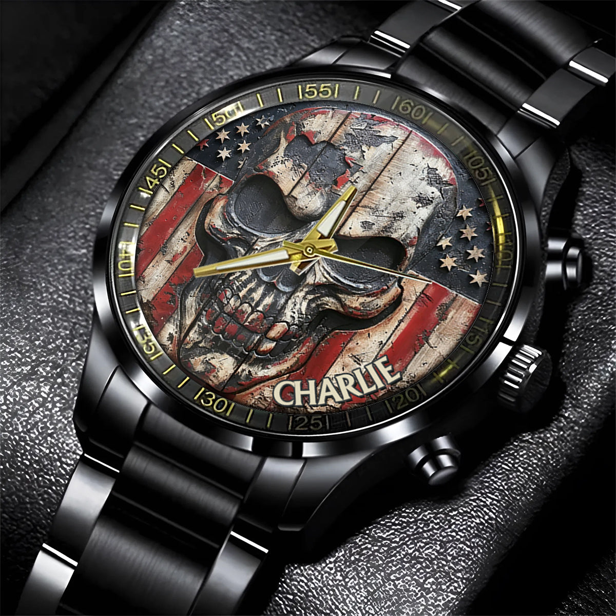Patriotic Skull - Personalized Skull Hand Watch